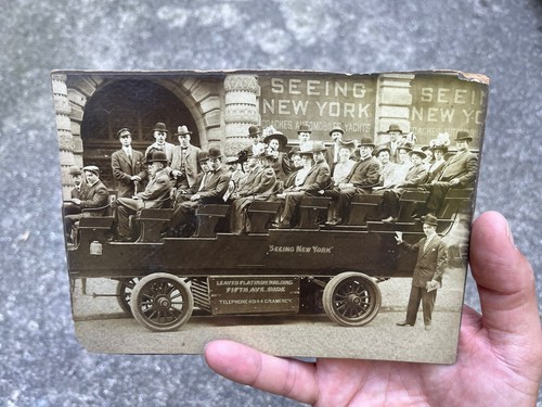 Kabinettkarte mit Blick auf das NY Flat Iron Building Tour Bus Foto aus den 1920er Jahren - Bild 11 von 14