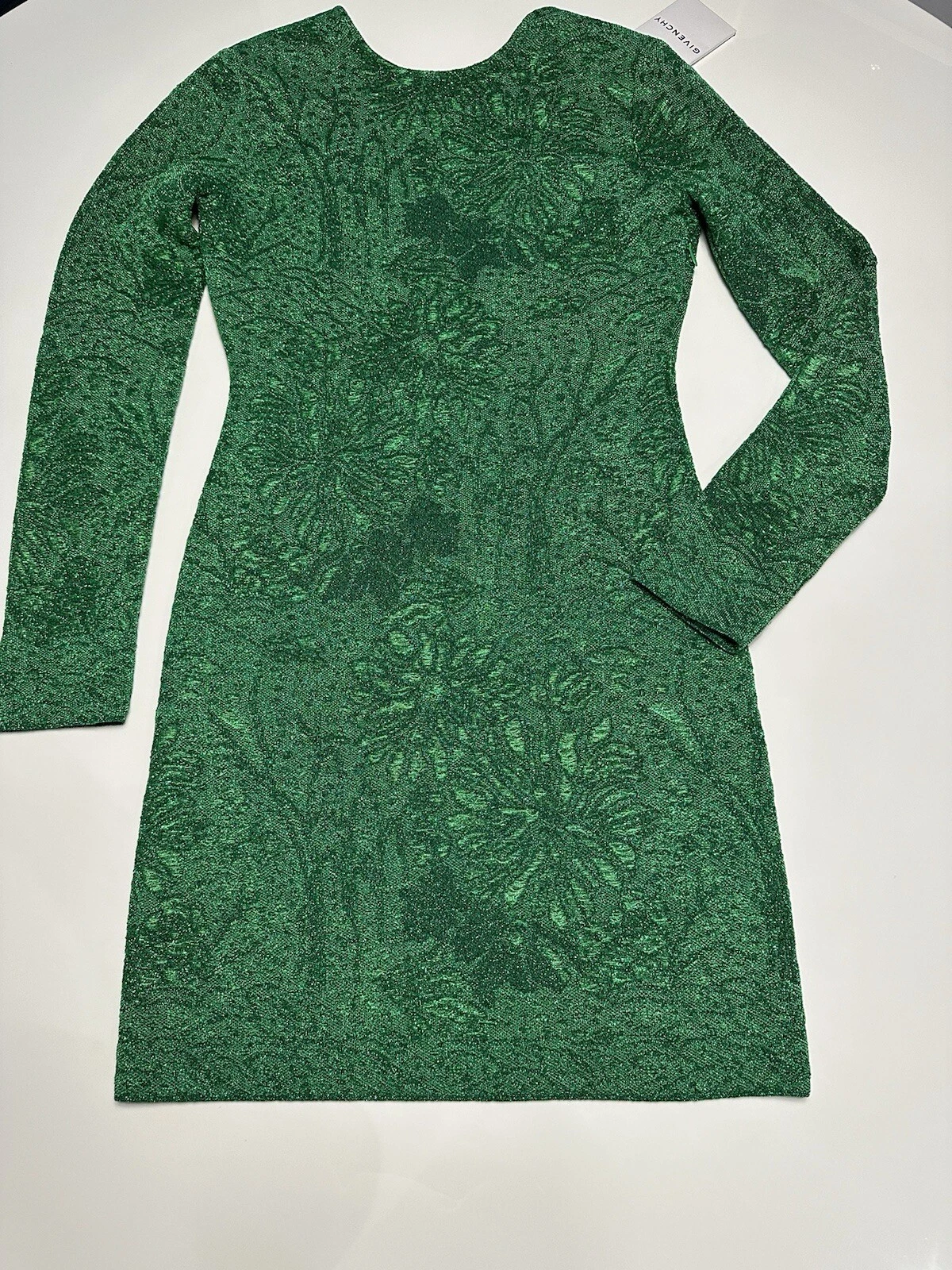 Givenchy — New Authentic GIVENCHY Lurex Floral Jacquard Green Mini Dress MSRP:$1990 Size:XS