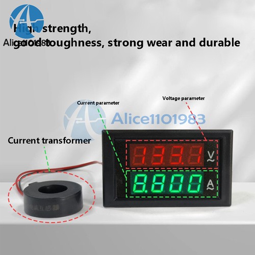 AC80-300V 0-100A LED Current Voltage Dual Display Digital Voltmeter ...