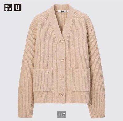 NWOT Uniqlo U Premium Lambswool Ribbed Cardigan Sweater