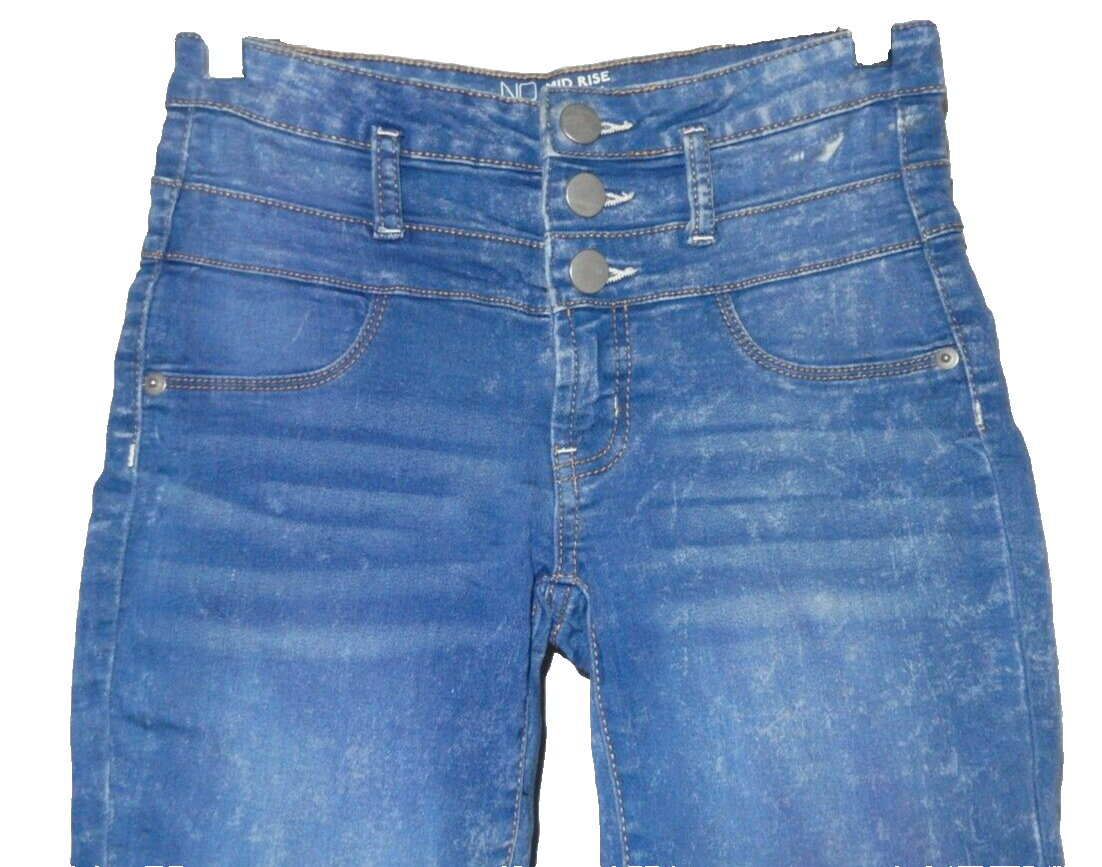 NO BO Mid Rise Skinny Jeans - Size 5 Medium Wash Mottled Blue