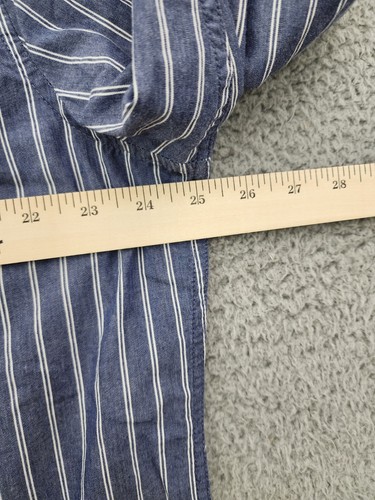 Mens Shirt Extra Large Blue Gray Striped Long Sleeve Athletic Fit Adult - Picture 8 of 10
