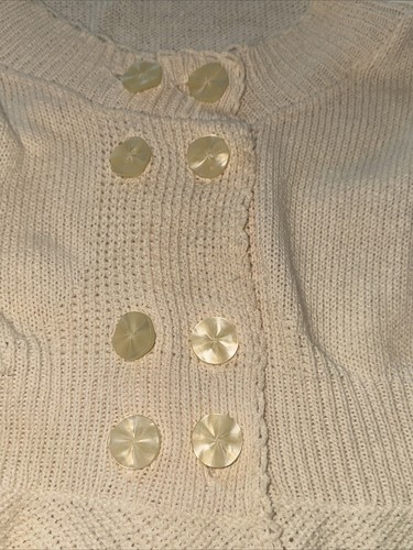 Cárdigan Anthropologie Tejido y Anudado Marfil Peplum Suéter Costero Abuela L - Imagen 8 de 11