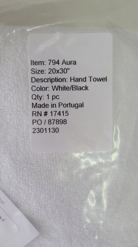 Sferra Aura Hand Towel White/Black 20x30 in - Picture 4 of 6