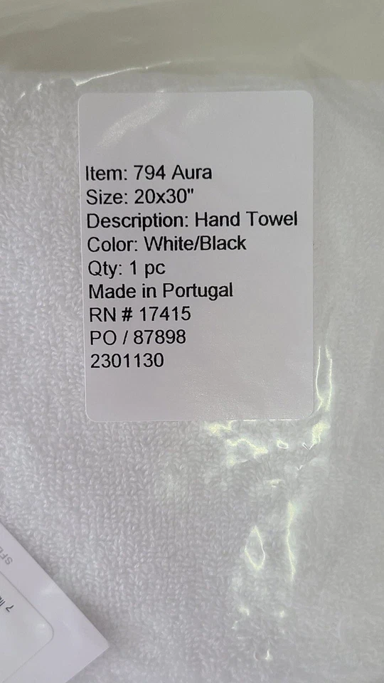 Полотенце для рук Sferra Aura белое/черное 20x30 - Изображение 4 из 4