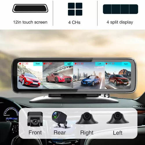 360 Degree Dash Cam 4 CHS Camera HD 1080P Car Rear Mirror Vehicle Security DVR