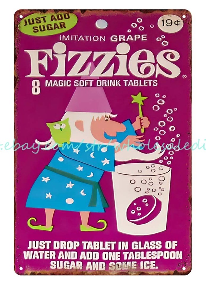 Fizzies 1960s soft drink tablets food snack metal tin sign reproductions eBay