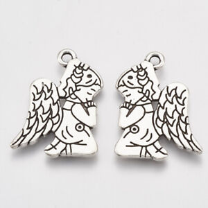 20Pcs Antique Silver Girl Kids Baby Praying Angel Charms Pendant For DIY Jewelry 
