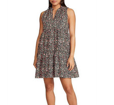BB Dakota Steve Madden Women's Sleeveless Tiered Black Ditsy Floral Dress XL