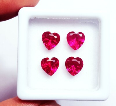 Heart Cut Natural Ruby 5x6 mm 4 Pcs Certified Lot Loose Gemstone With Free Gift