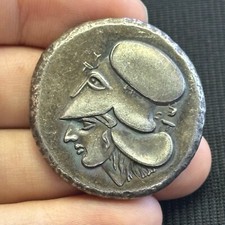 ANCIENT ROMAN GREEK SILVER COATED COIN WITH KING FACE