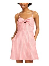 SPEECHLESS Womens Fit + Flare Short Dress Coral Spaghetti Strap Juniors L