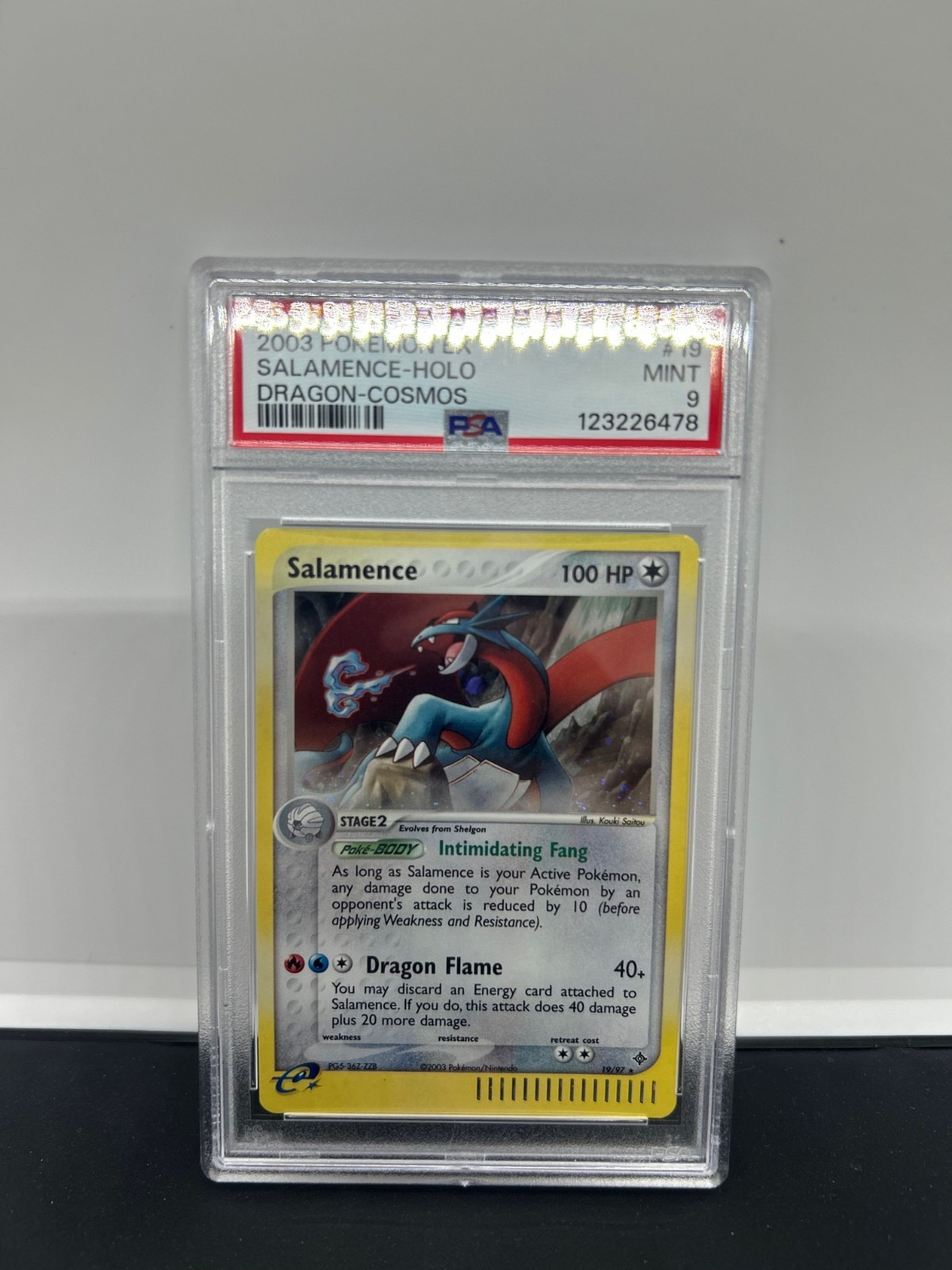 PSA 9 MINT - Salamence 19/97 (EX Dragon) Cosmos Holo Promo Pokemon Card