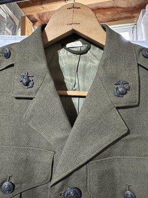 VTG 1960s VIETNAM MARINE CORP USMC GREEN SERVICE ALPHA DRESS