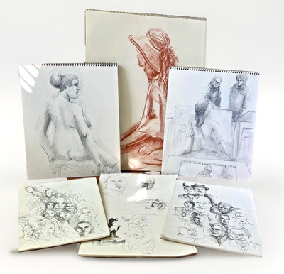 Vintage Strathmore artist sketchbook lot of 6 w/ nude figure drawings & sketches