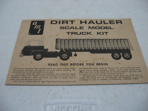 Instruction Sheet Only - AMT Dirt Hauler Semi Iron Horse Model Kit #2021-300