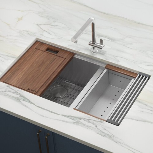 Ruvati 28" Workstation 60/40 Double Bowl Undermount Kitchen Sink - RVH8341