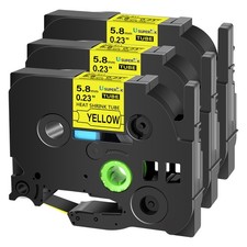 3PK Heat Shrink Tube Label Tape For Brother P-Touch HSe-211 HSe211 5.8mm Yellow