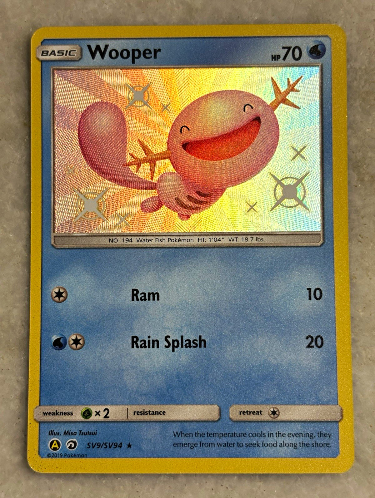 Pokemon TCG Wooper SV9/SV94 Hidden Fates Shiny Vault Shiny Holo Rare EN