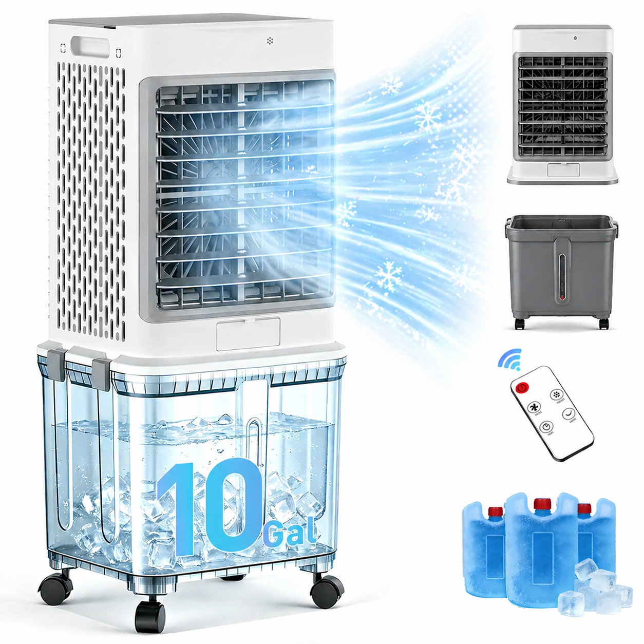 Remote Timer 2800cfm Swamp Cooler Fan 10 Gal Water Tank