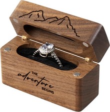 Wooden Engagement Ring Box for Proposal,Wedding,Walnut Wooden case for Little Sl