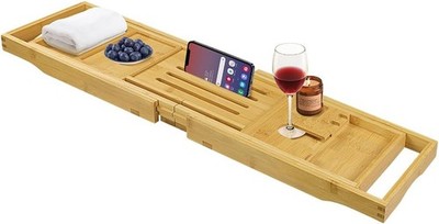 Bamboo Bathtub Tray Expandable Bath Table Tray Bathtub Caddy Relaxing SPA