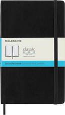 Classic Notebook, Soft Cover, Large 5" X 8.25" Dotted, Black, 192 Pages