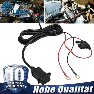 360°12V Motorrad 10A wasserdicht USB Ladegerät Kit für Telefon Tablet iPhone GPS