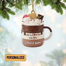 Personalized Hot Cocoa S'More Christmas Ornament Marshmallows Mug Couple Gift