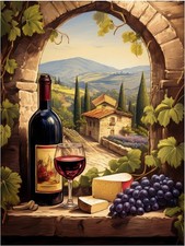 Tile Mural Wine Themed Tuscany Vineyard Kitchen Wall Backsplash Marble Ceramic