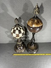 Vintage Antler Bone Globe Finial Decor Pair