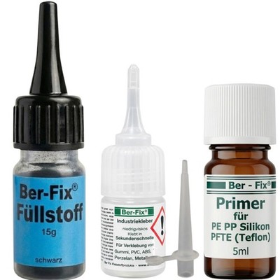 Ber-Fix Klebstoff Set -5g Kleber 5ml Primer 15g Füller Kunststoffset für alle di