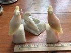 Italian Alabaster bird parrot bookends pipe holder stone 5” 3 pieces vintage