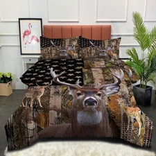 NINENINE Deer Bedding Set, Queen Size Comforter with Queen, 5024 
