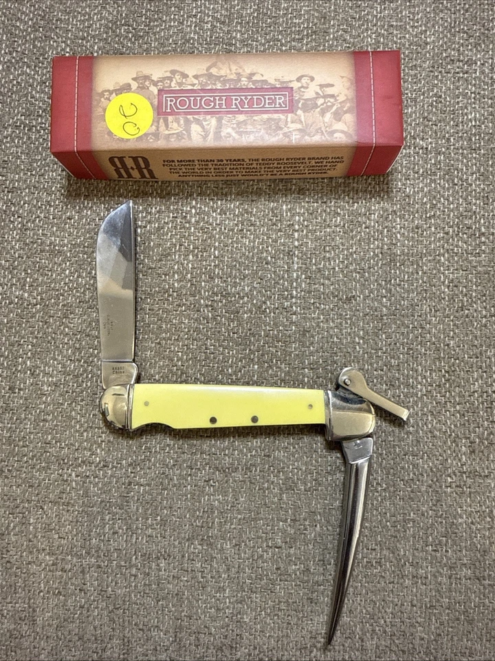 Rough Rider 黄色光滑手柄马林尖刺口袋刀 RR897 — 第 2/3 张图片