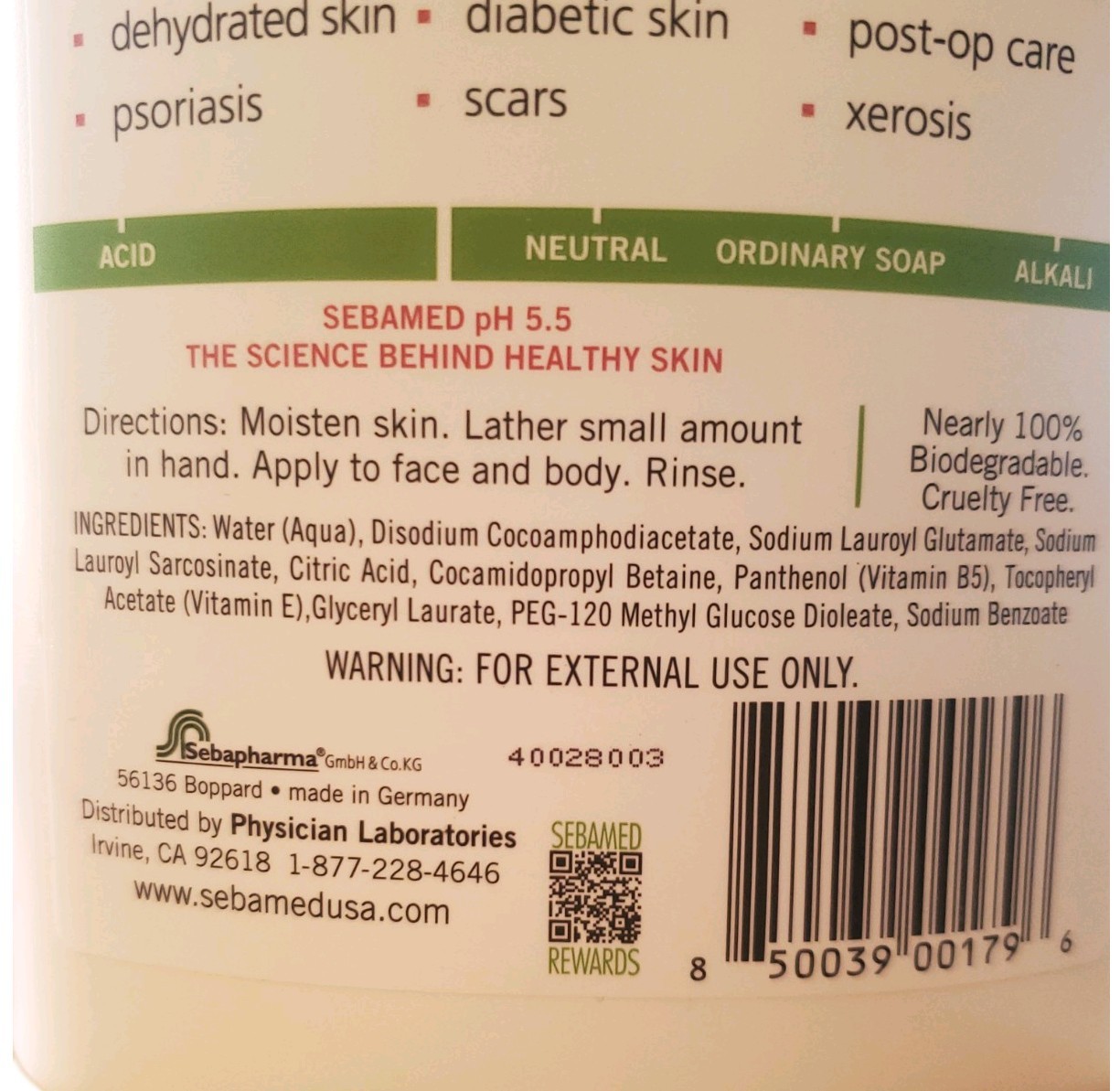 SebaMed Fragrance Free Gentle Hydrating Cleanser pH 5.5 33.8 oz, New