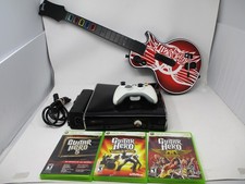 Xbox 360 Slim Black Console 250GB Les Paul Guitar Hero Console Controller Bundle