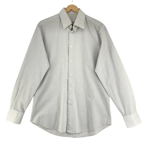 Versace Collection Camicia Uomo Taglia 40 15 75 City Bottoni Righe Cotone Bianco