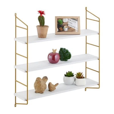 Wandregal Schweberegal Hängeregal Dekoregal 3 Ablagen 2,7 kg Wandablage MDF - Bild 1 von 4