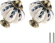 Ivory Pumpkin Knobs 12 Pack Ceramic Cabinet Knobs Vintage Drawer Pulls - Antique