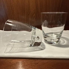 Vintage Whiskey Double Old Fashioned Rocks Bubble Bottom Heavy Set of 2