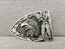 Vintage 1995 Siskiyou Eagle Belt Buckle Arrowhead Western Patriotic USA Made