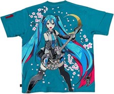 Vocaloid Hatsune Miku Guitar Embroidered T-Shirt Blue XL Unisex Japan Cosplay
