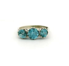9ct White Gold Ring Topaz Blue Round Stones 9k Stamped Size O 1/2 3.1g