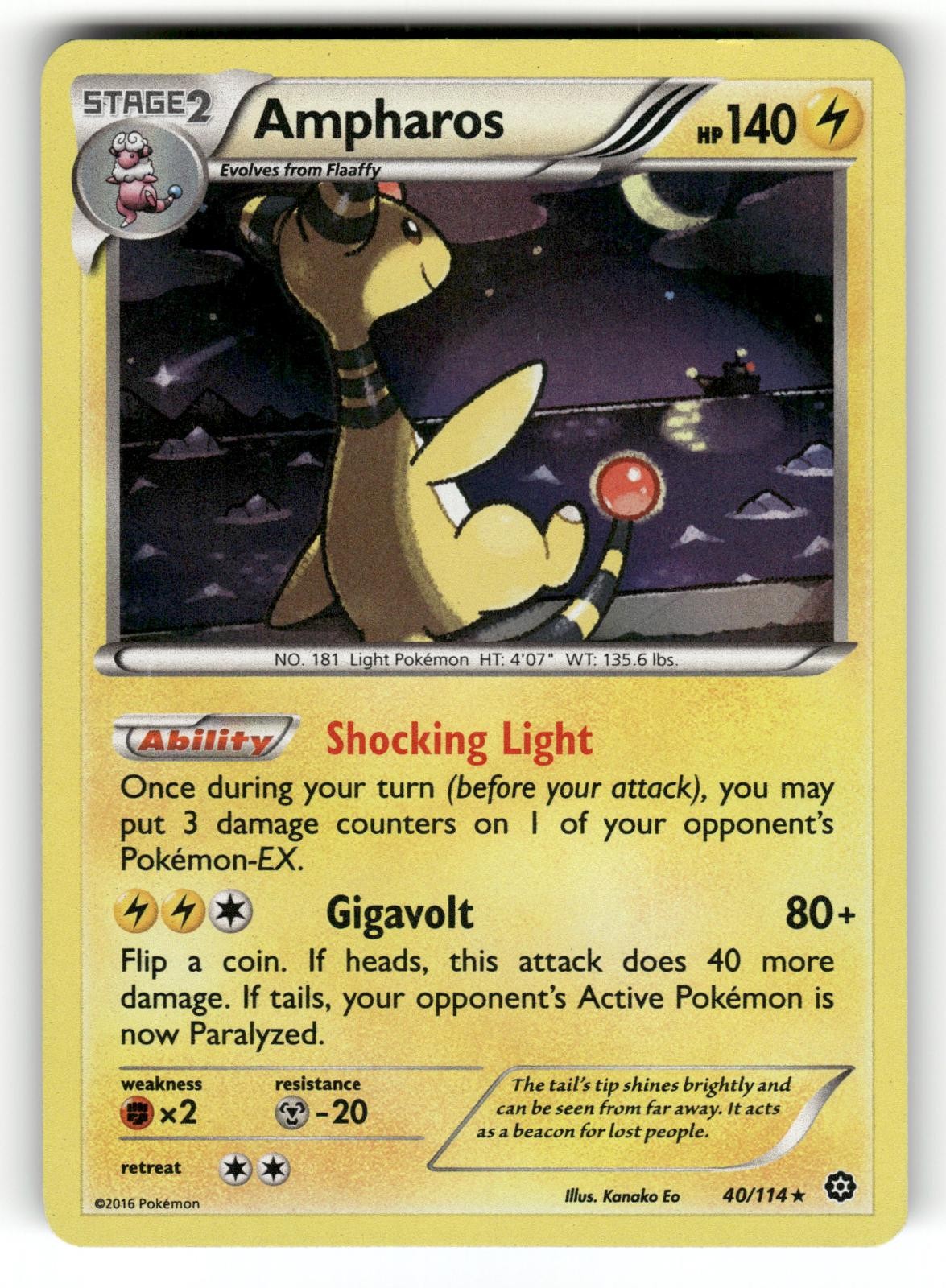 Ampharos LP 40/114 Steam Siege Pokemon Holo Rare