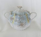Vintage German Porcelain Covered Sugar Bowl Scalloped Hand Painted  Cottagecore  — photo 2