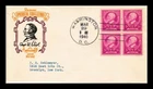 DR JIM STAMPS US COVER CHARLES W ELIOT FAMOUS AMERICANS FDC BLOCK TORKEL GUNDEL