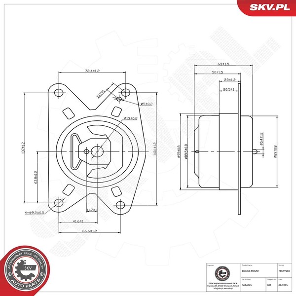 Esen SKV Lagerung, Motor Links U.A. FüR Opel, Vauxhall-image