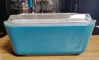 Vintage Pyrex Horizon Blue Rectangular Refrigerator Dish w/ Lid 502