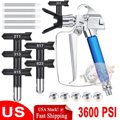 #ad 3600PSI Airless Paint Spray Gun with 517 Tip Nozzle Guard For Wagner Sprayers $28.89